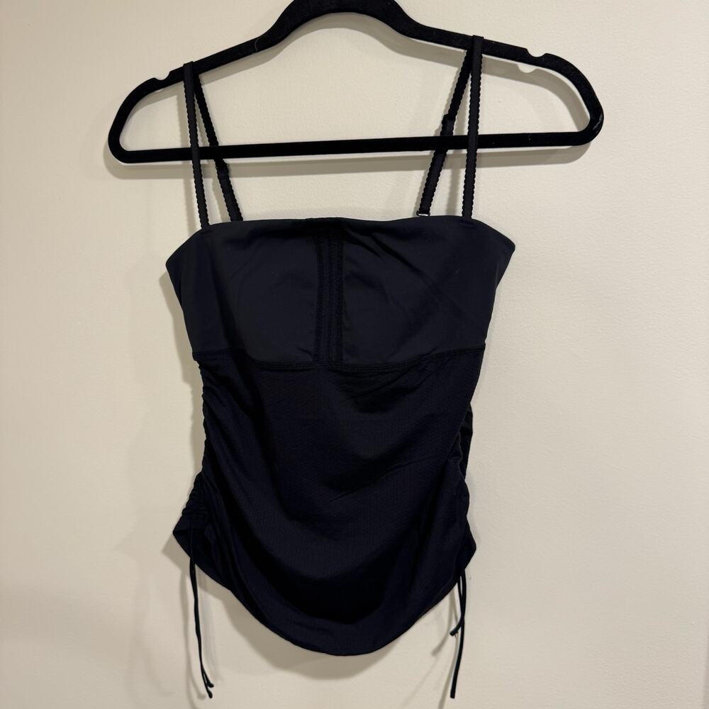Lululemon Solid Black Bra Tank Ruched Tie Side Workout Top Womens Size 6 Small